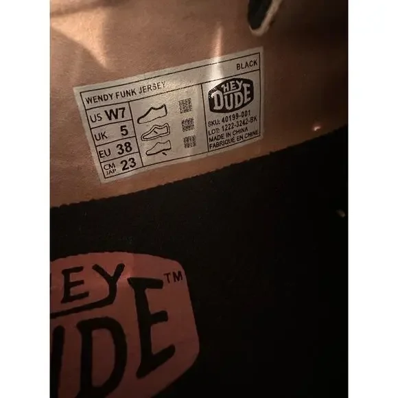 Hey Dude Womens Wendy Funk Jersey Black Pink Slip On Shoes Size 7 - Picture 13 of 13